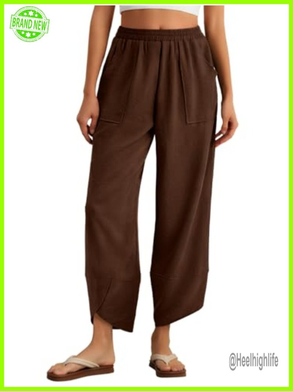 Wide Leg Palazzo Harem Pants Rayon Blend Elastic Waist Pull On Trouser Casual
